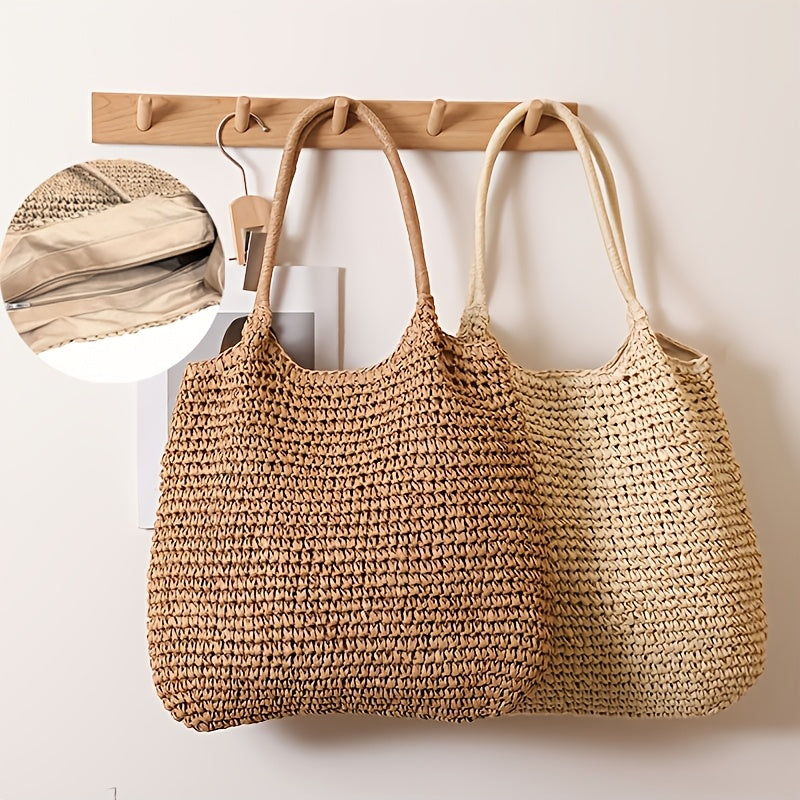 Bolso Marrón de Paja Trenzada Mariana