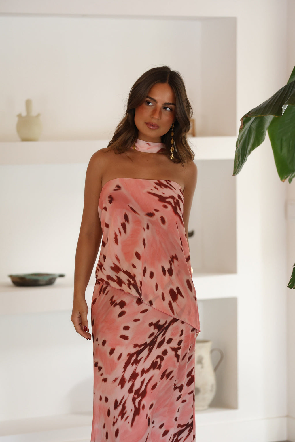 Vestido Maxi Rosa Estampado Alaina