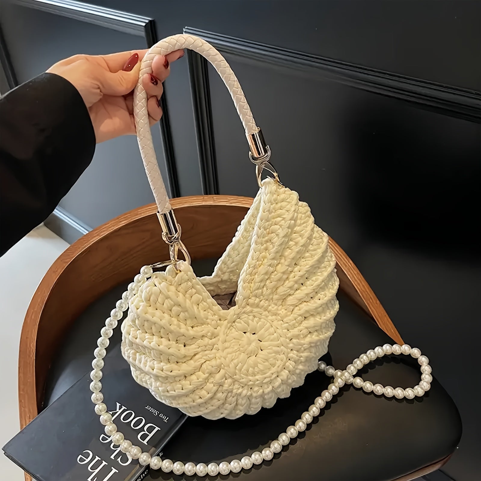 Bolso de Mano Trenzado Blanco Tamara