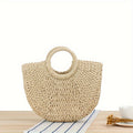 Bolso de Paja de Media Luna Beige Giulia