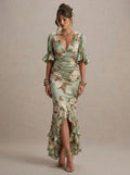 Vestido Satinado Floral Saray