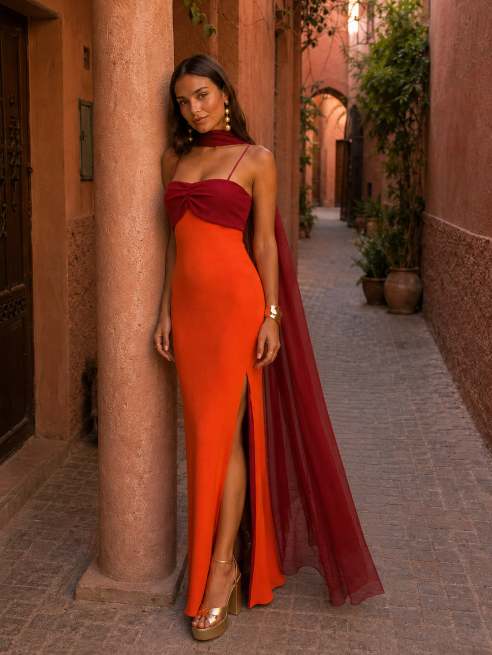 Vestido Largo Bicolor Noelia