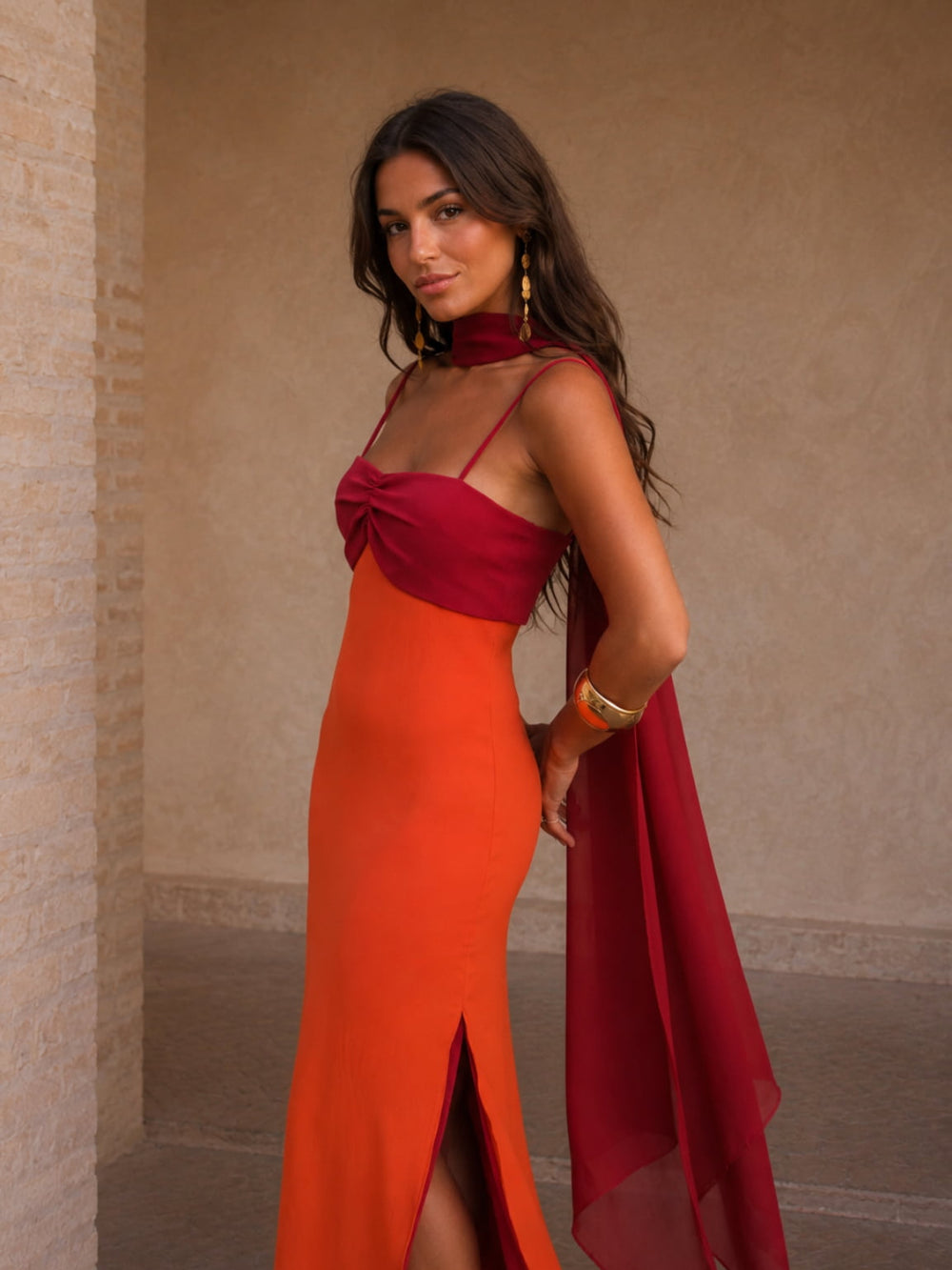 Vestido Largo Bicolor Noelia