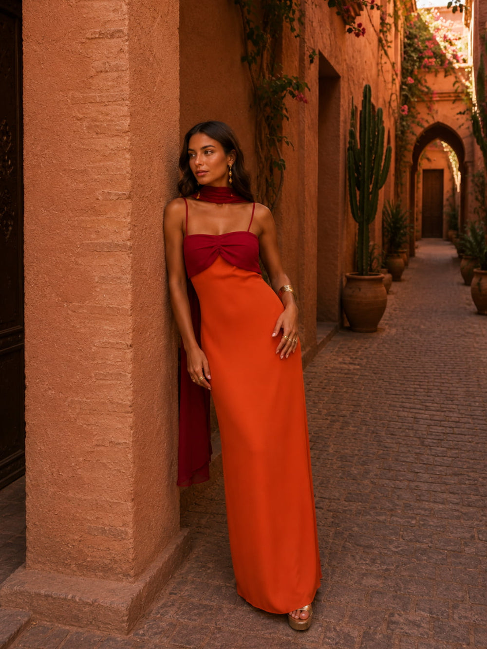 Vestido Largo Bicolor Noelia