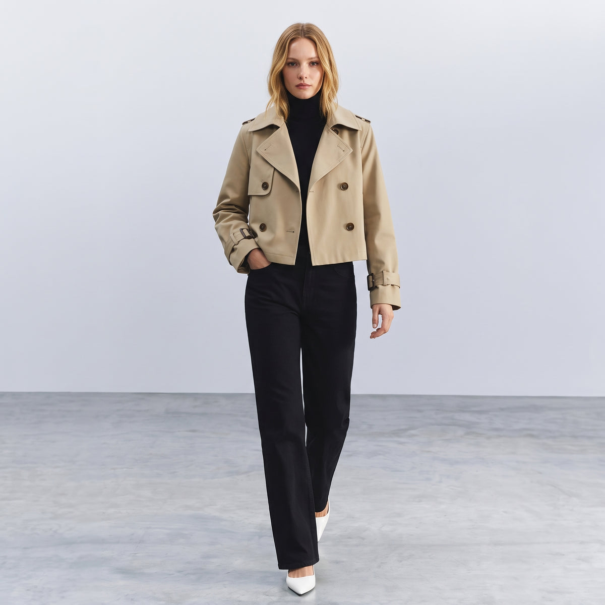 Gabardina Trench Corta Cruzada Emma