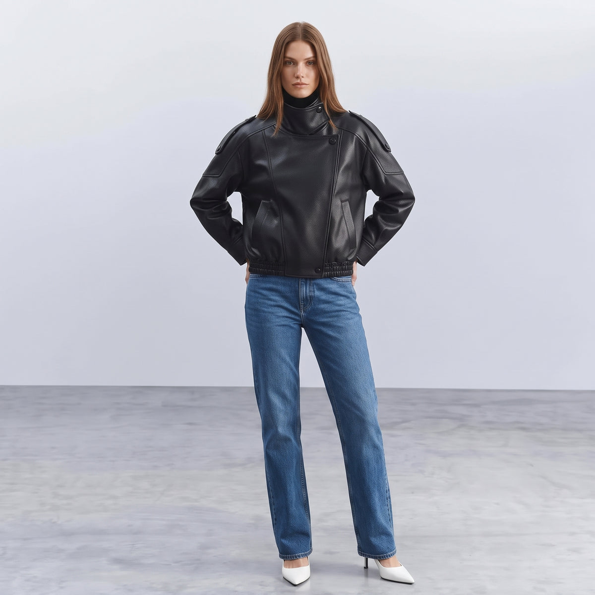 Cazadora Biker Efecto Piel Tini