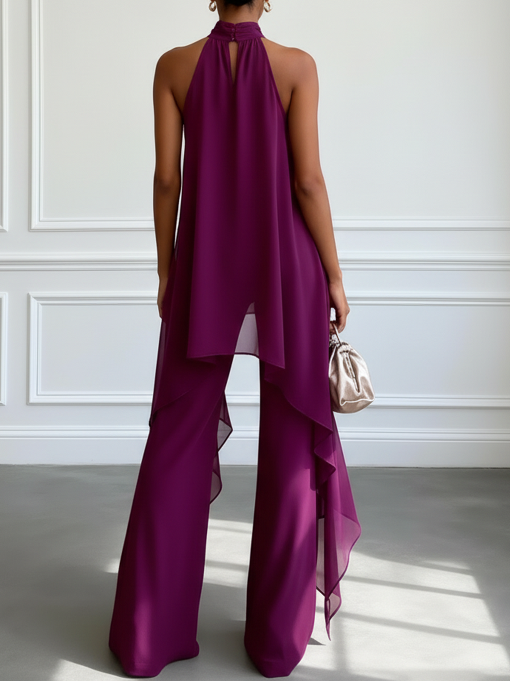 Set Top Viola Senza Maniche e Pantaloni