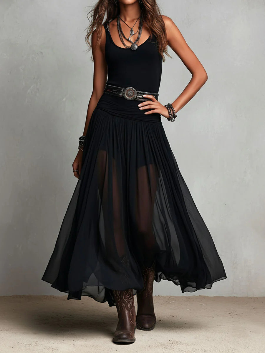 Set Top Nero e Gonna Maxi in Tulle