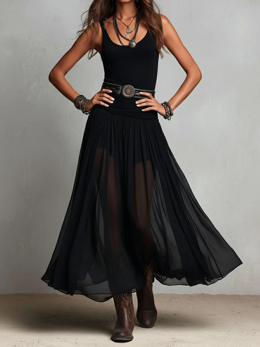 Set Top Nero e Gonna Maxi in Tulle