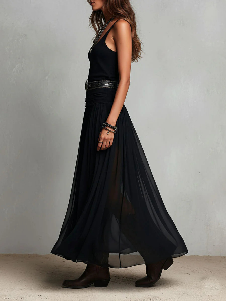Set Top Nero e Gonna Maxi in Tulle