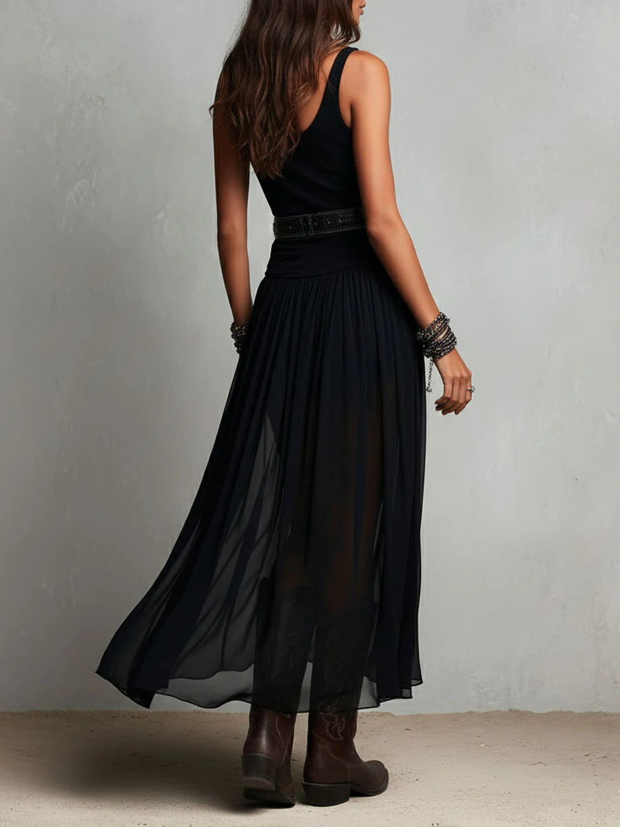 Set Top Nero e Gonna Maxi in Tulle