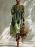 Abito Midi in Chiffon Verde con Spalle Scoperte