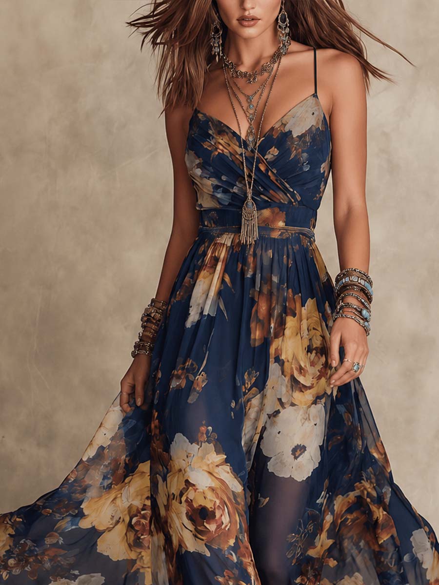 Vestido Midi Floral de Tirantes Sonia