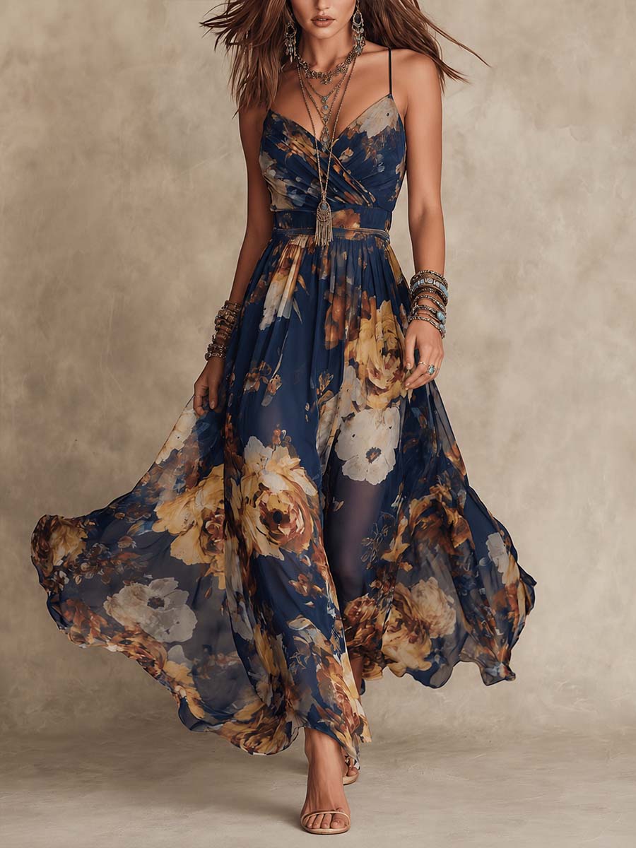 Vestido Midi Floral de Tirantes Sonia