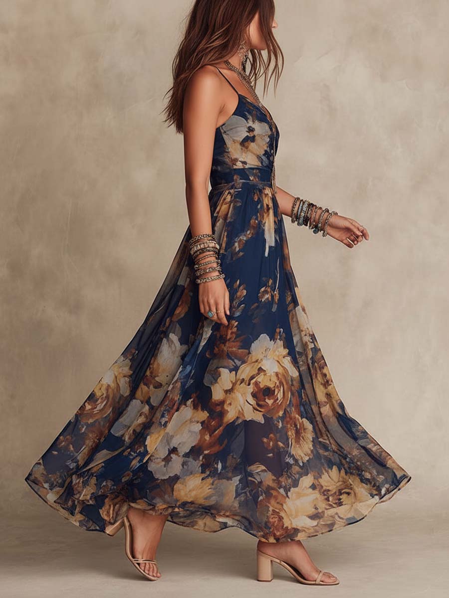 Vestido Midi Floral de Tirantes Sonia