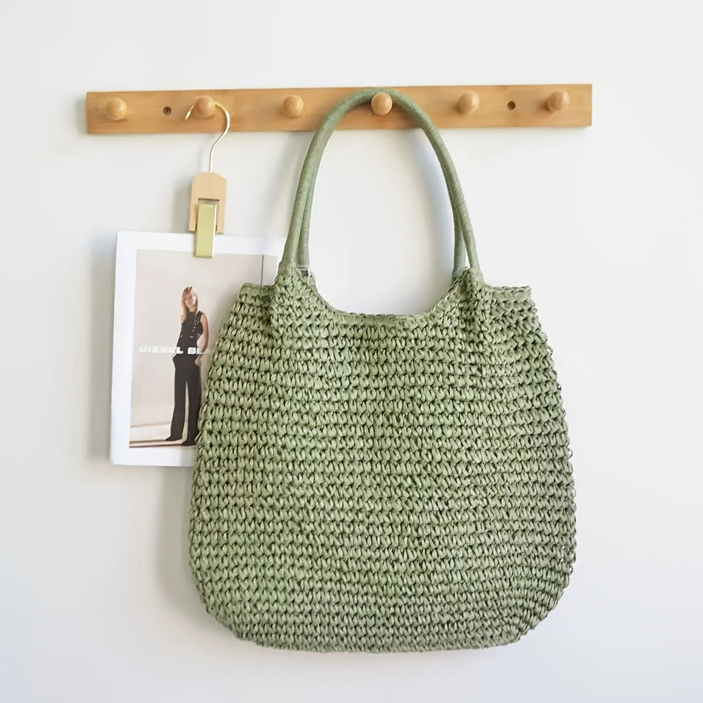 Bolso Shopper Verde Salvia de Sorgo Trenzado Matilde