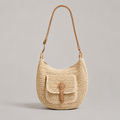 Bolso de Hombro Trenzado con Bolsillo Frontal Beige Estela