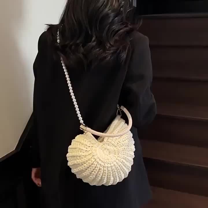 Bolso de Mano Trenzado Blanco Tamara
