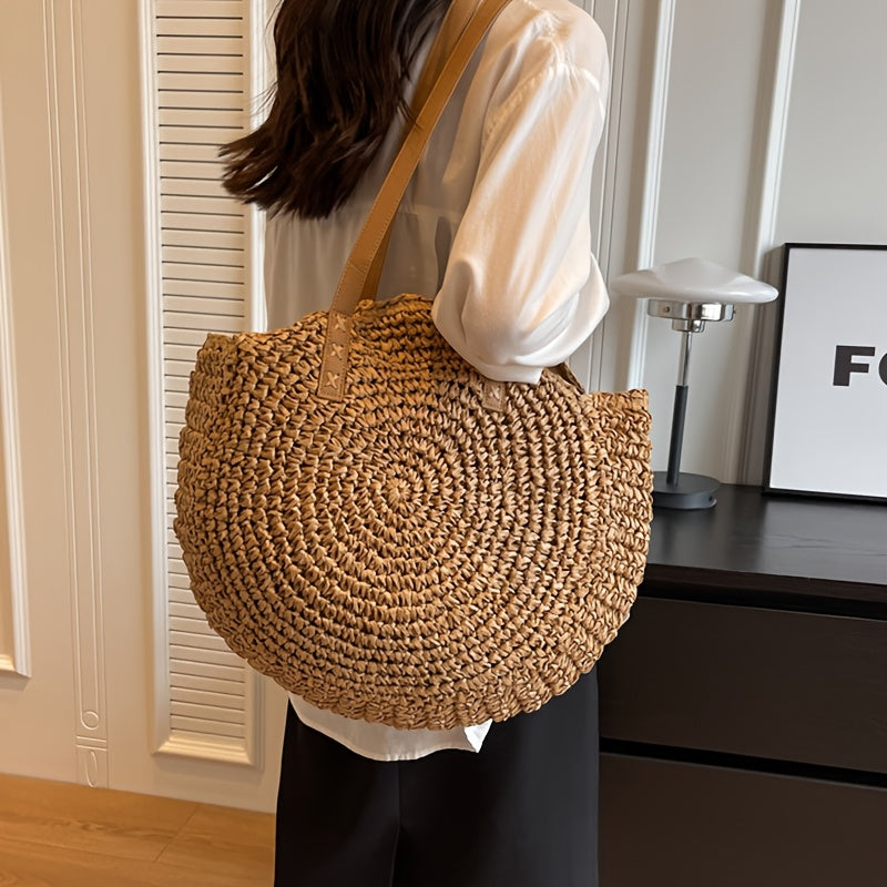Bolso de Paja Trenzada Redondo Bianca