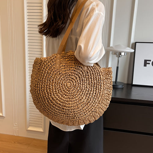 Bolso de Paja Trenzada Redondo Bianca