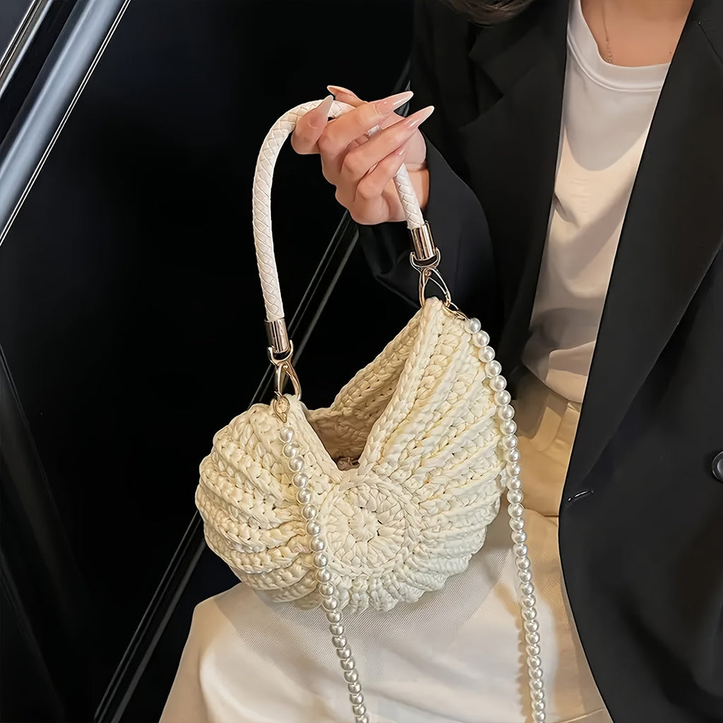 Bolso de Mano Trenzado Blanco Tamara