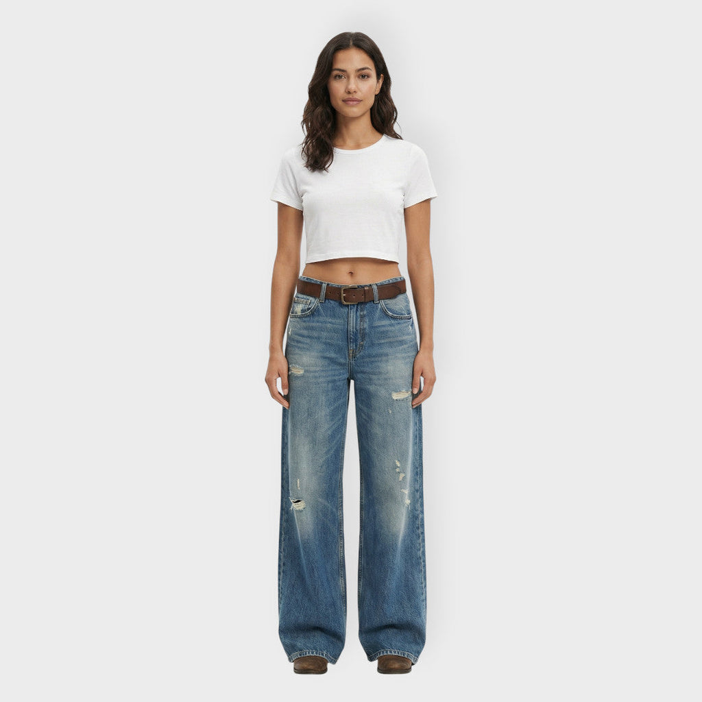 Vaqueros wide leg rotos Moana