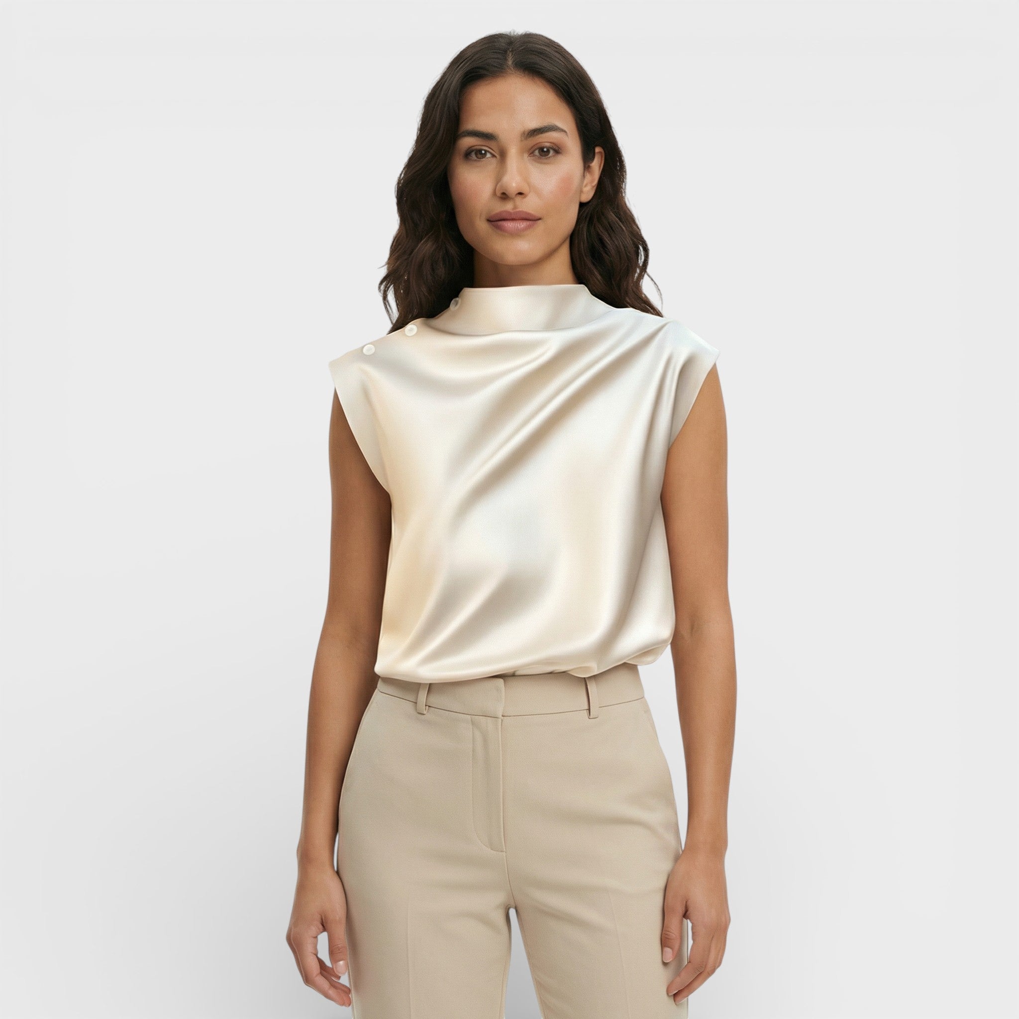 Blusa Satén Drapeada Jin