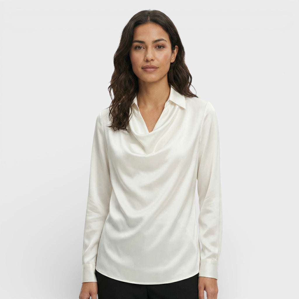 Blusa satén drapeada larga Angélica