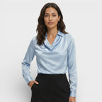 Blusa satén drapeada larga Angélica