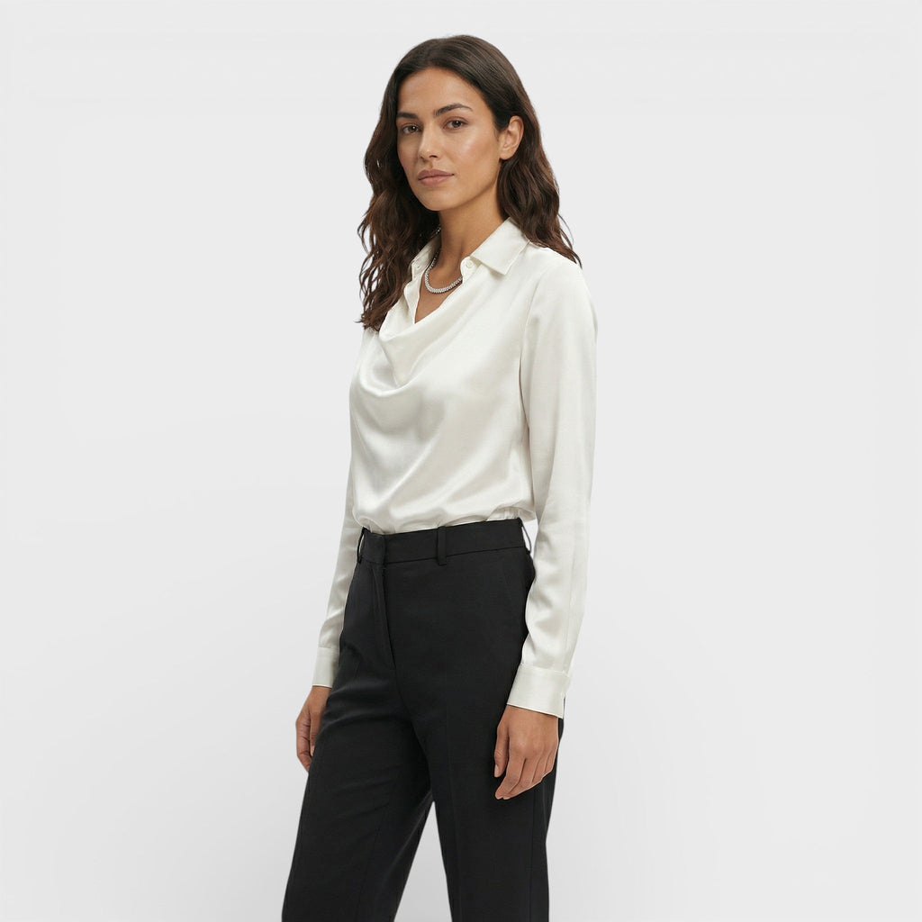 Blusa satén drapeada larga Angélica