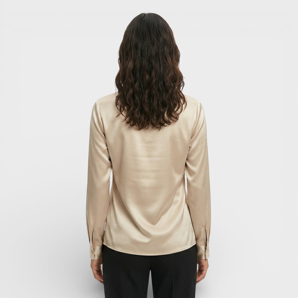 Blusa satén drapeada larga Angélica