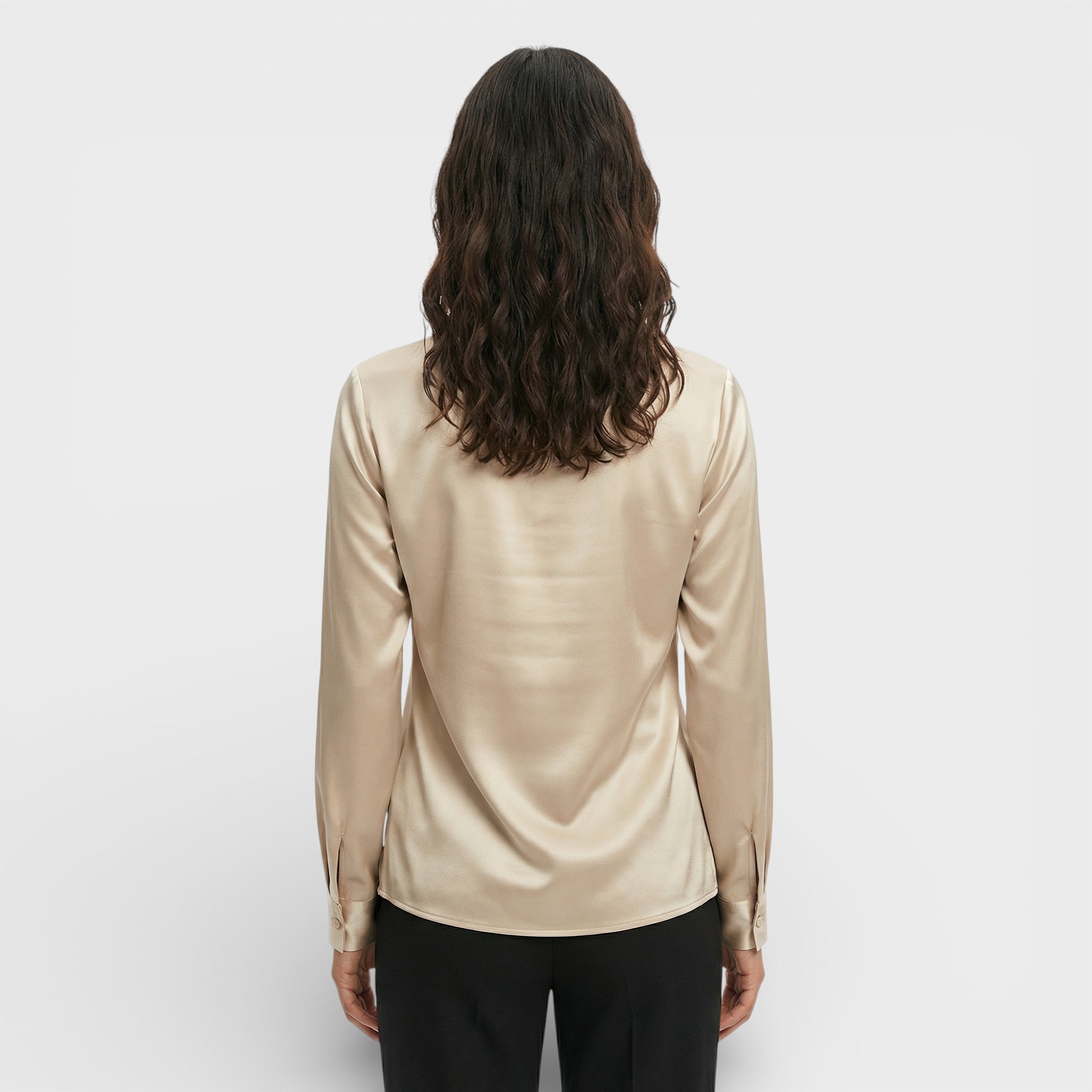 Blusa satén drapeada larga Angélica