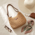 Bolso de Paja Trenzada de Hombro Blanca