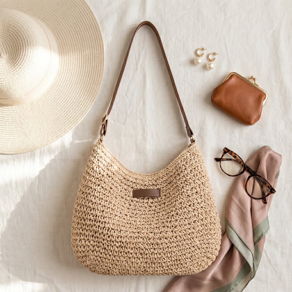 Bolso de Hombro de Paja Trenzada Nerea