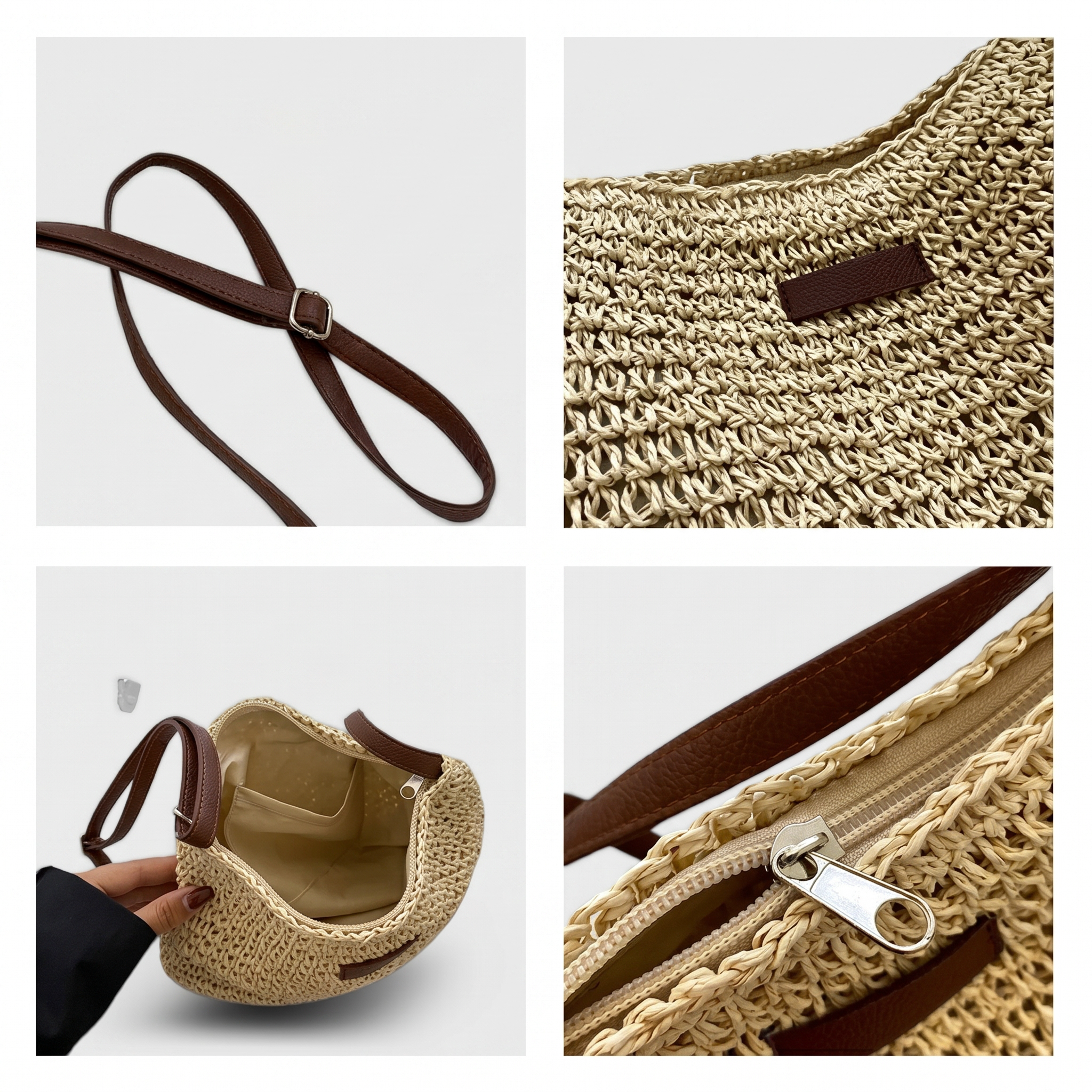 Bolso de Paja Trenzada Ajustable Estrella