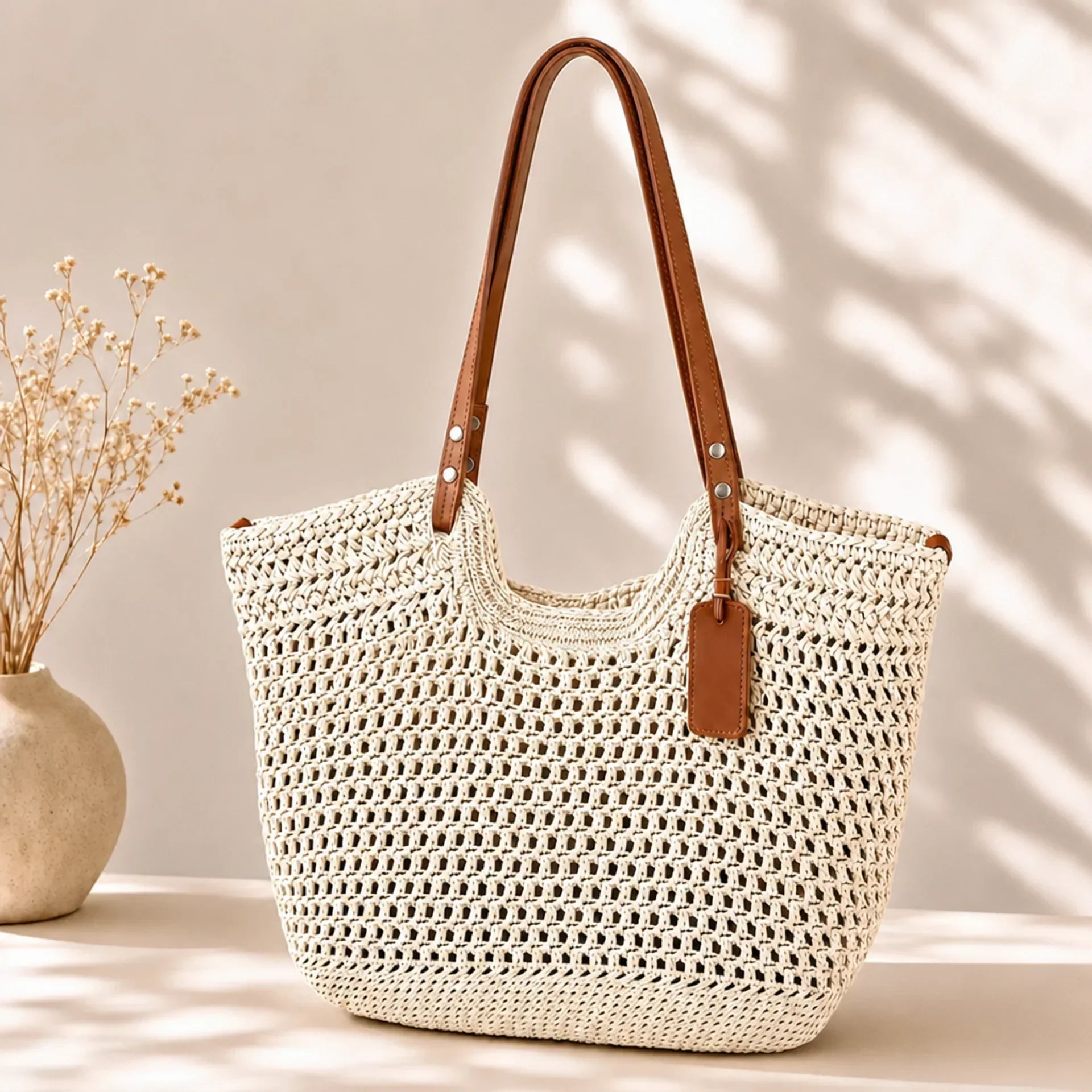 Bolso Shopper de Paja Trenzada Camelia