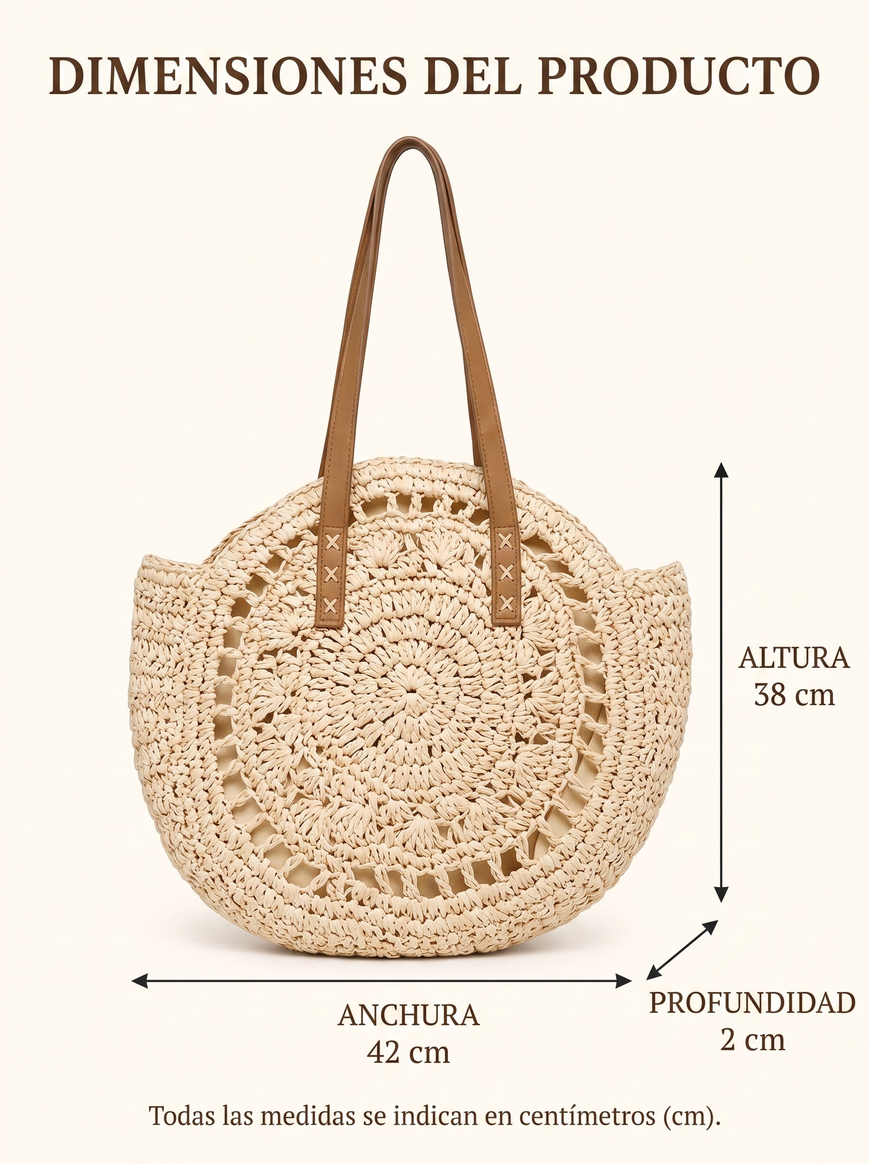 Bolso Redondo de Paja Trenzada Beige Ludovica